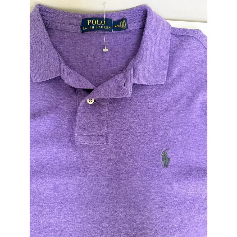 Polo Ralph Lauren Men's Polo Shirt Long Sleeve Embroidered Logo Purple Size M